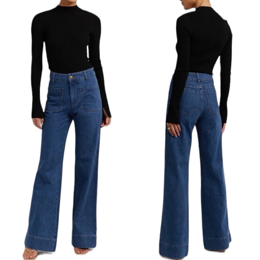 Women’s DISSH Peri Dark Blue Wide Leg Jean Size 4 US